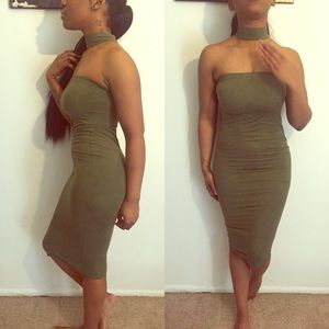 Olive Green Chocker Dress